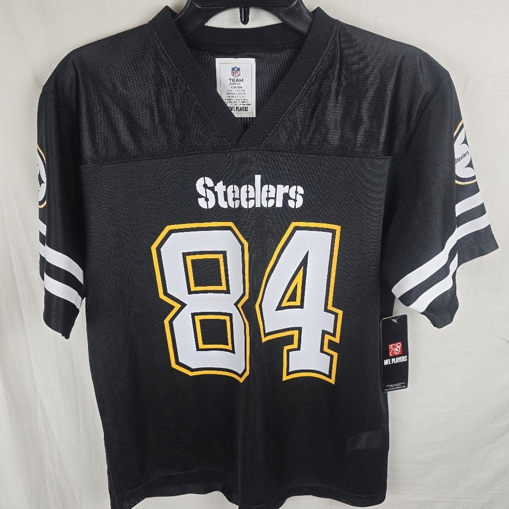 NWT NFL Team Apparel Youth Black & Gold BROWN 84 Steelers Jersey Sz L